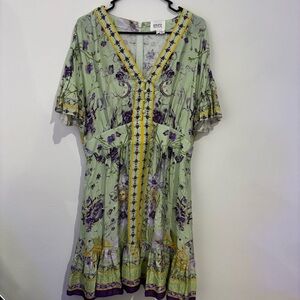 Marchesa Rosa Green and Yellow Astrological Themed Dress